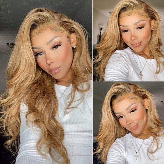 Body Wave 13x4 Lace Front Wigs #27 Color Human Hair Wigs Pre Plucked 30Inch