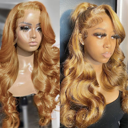 Body Wave 13x4 Lace Front Wigs #27 Color Human Hair Wigs Pre Plucked 30Inch