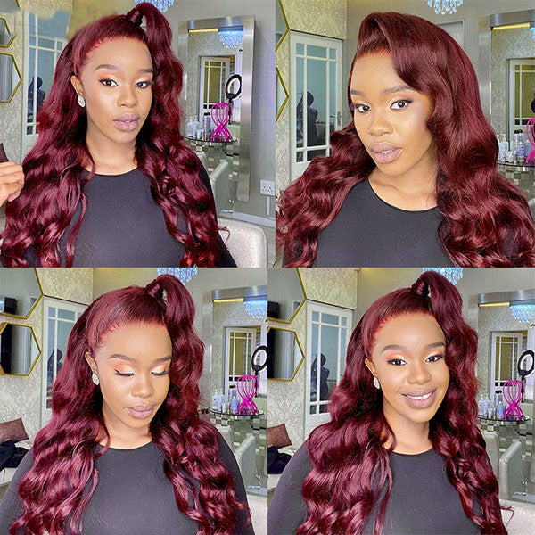 99j Color Hair Body Wave Human Hair Bundles With 4x4 Lace Closure