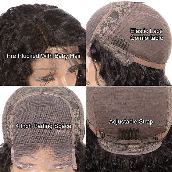 Deep Wave HD Transparent Lace Front Wigs for Women Human Virgin Hair Deep Curly Hair 4x4 Lace Closure Wig