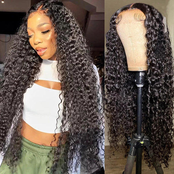 30Inch Kinky Curly Glueless Wigs 4x4 HD Transparent Lace Closure Virgin Human Hair