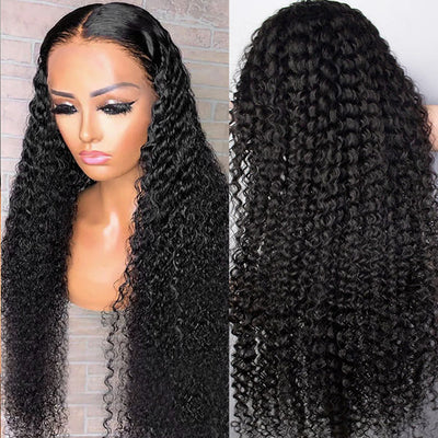 30Inch Kinky Curly Glueless Wigs 4x4 HD Transparent Lace Closure Virgin Human Hair