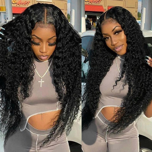30Inch Kinky Curly Glueless Wigs 4x4 HD Transparent Lace Closure Virgin Human Hair