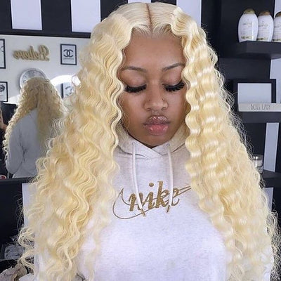 30 Inch Deep Wave Blonde Hair HD Lace Front Wig 13x4 Lace Frontal Wigs
