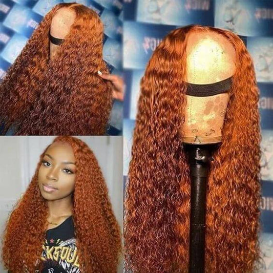 Ginger Orange Curly Hair Lace Front Wig Pre Plucked Human Hair 13x4 Lace Front Wig for Sale
