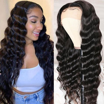 Loose Deep Wave Transparent Lace Wig 4x4 Lace Closure Human Hair Wigs For Black Women Pre Plucked Lace Closure Wig
