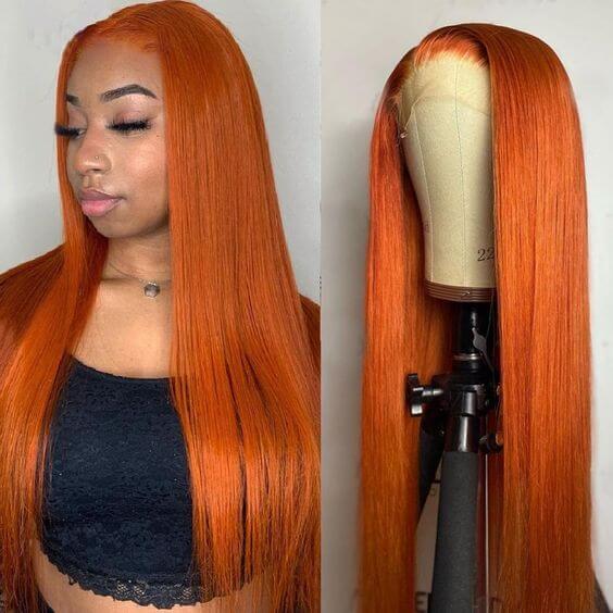Ginger Lace Front Human Hair Wig 13x4 Transparent Lace Wig Pre Pluck with Baby Hair