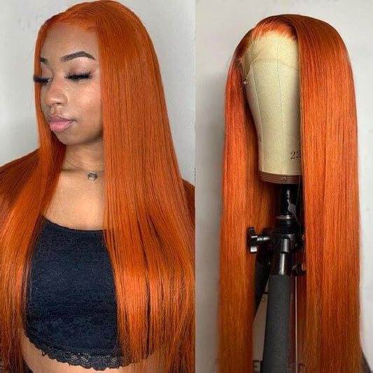 Ginger Lace Front Human Hair Wig 13x4 Transparent Lace Wig Pre Pluck with Baby Hair