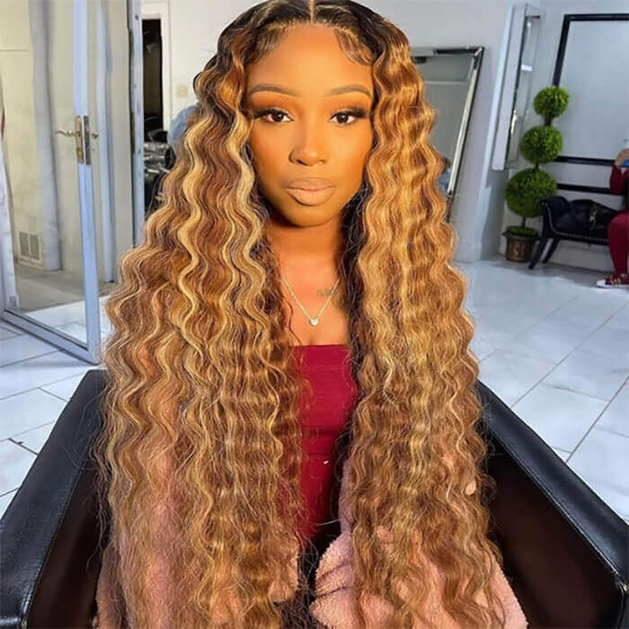 Highlights Wig Loose Deep Wave 13x4 Lace Front Wig Transparent Lace Wigs