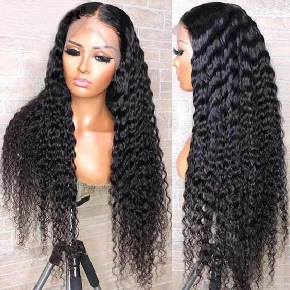 Deep Wave HD Transparent Lace Front Wigs for Women Human Virgin Hair Deep Curly Hair 4x4 Lace Closure Wig