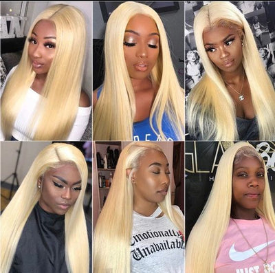 Transparent Lace 613 Blonde Straight Human Hair Wig Blonde Hair 13x4 Lace Front Wigs