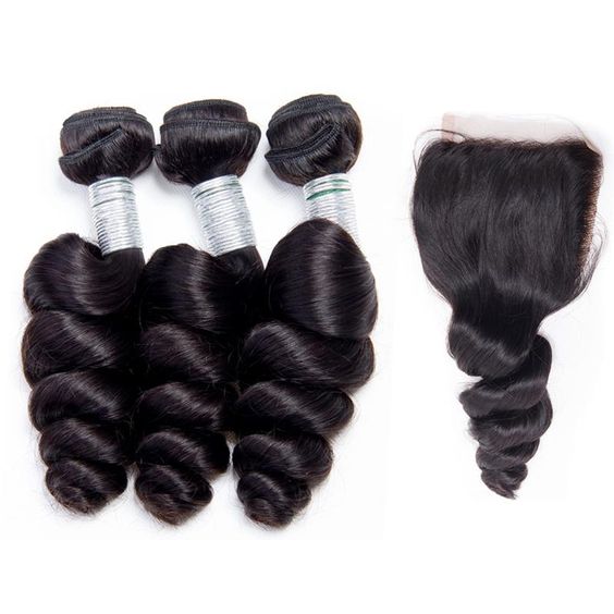 Loose Wave Bundles with Closure 3 Bundles with Lace Closure Brazilian Hair Weave Bundles with HD Lace Closure