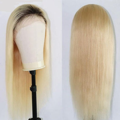Ombre 1B/613 13x4 Lace Front Wig 613 Blonde Lace Wig with Dark Roots Glueless Human Hair Wig