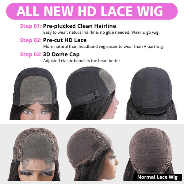 Uwigs 200% Density Body Wave 4x4 HD Lace Closure Glueless Wigs for Women No Glue