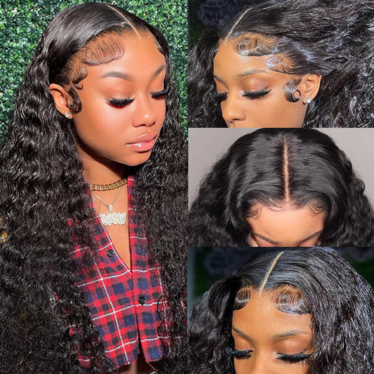  HD 4x4 Water Wave Lace Closure Wig Brazilian Glueless Human Hair Wigs for Women with Pre Plucked