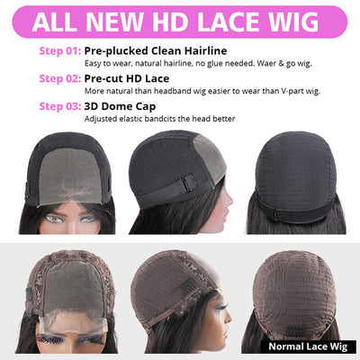 HD Transparent Deep Wave Glueless 4x4 Lace Closure Wig Pre Cut Lace Wig No Glue For Women