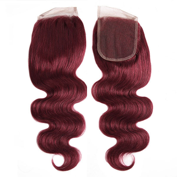 99j Color Hair Body Wave Human Hair Bundles With 4x4 Lace Closure