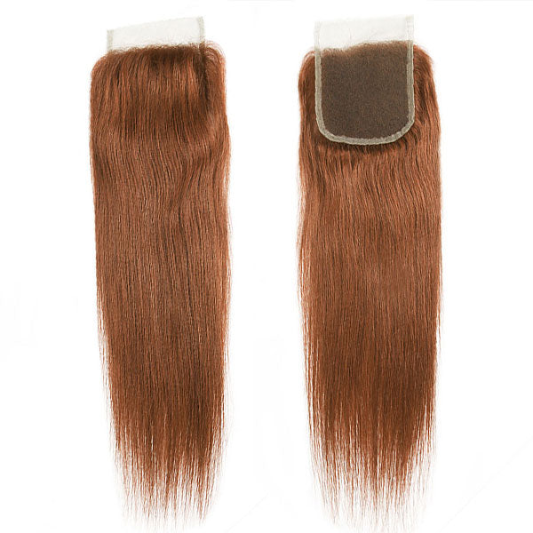Color 4 Human Hair Straight Hair Bundles With Transparent Lace Closure