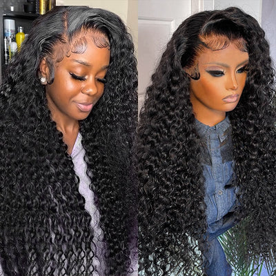 Long 36Inch HD 13x4 Glueless Lace Front Wig Deep Wave Human Hair Wig For Women