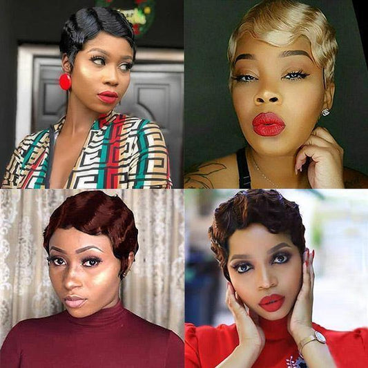 Uwigs Short Bob Wigs Fashion Curly Human Hair Wigs