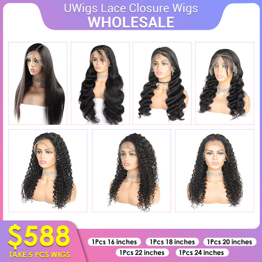 UWigs 4x4 Lace Wigs Lace Closure Wig WholeSale 5 Pcs