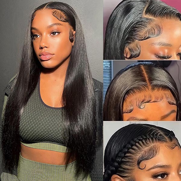 Uwigs Bone Straight 4x4 HD Lace Closure Wig Glueless Virgin Human Hair Wigs 200% Density