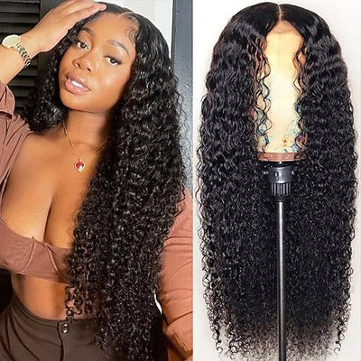 transparent lace human hair curly wigs 