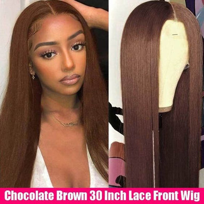 Dark Brown Hair 13x4 Lace Front Wig Transparent Lace Human Hair Wigs 180% Density