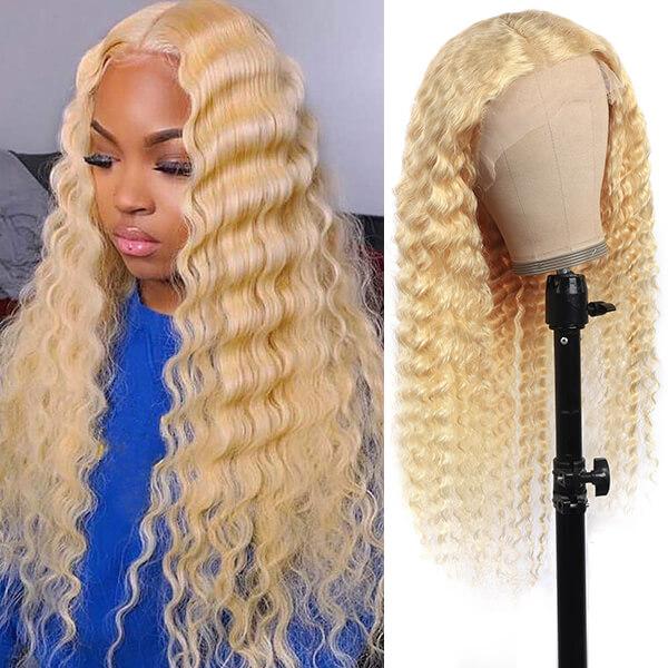 Blonde Hair HD Lace Wig Deep Wave Hair 13x4 Lace Front Wig - UWigs
