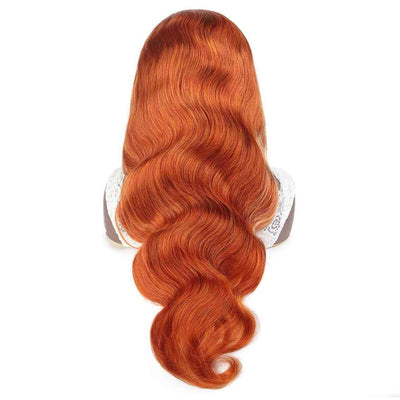 HD Lace Closure Human Hair Wig Skunk Stripe Hair Ginger Hair with Blonde Highlights