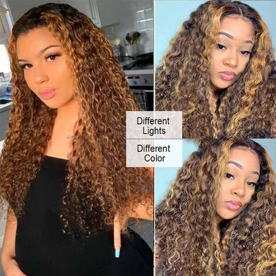 Balayage Highlights Deep Wave 13x4 Lace Front Wig Transparent Lace Human Hair Wigs