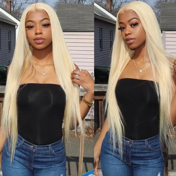 Transparent Lace 613 Blonde Straight Human Hair Wig Blonde Hair 13x4 Lace Front Wigs