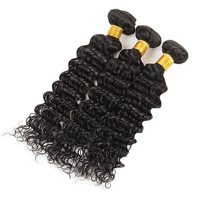 Deep Wave Bundles with 13x4 Lace Frontal HD Lace Frontal and Bundles Human Remy Deep Curly Hair Bundles with Lace Frontal