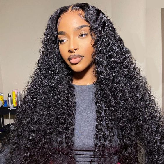 Deep Wave HD Transparent Lace Front Wigs for Women Human Virgin Hair Deep Curly Hair 4x4 Lace Closure Wig