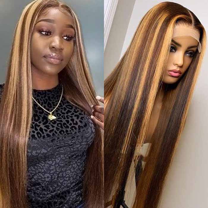 highlights straight hair lace front wigs for women
