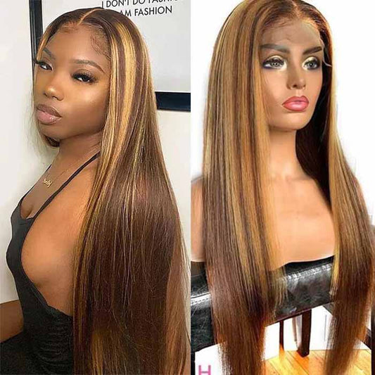 highlight honey blonde lace closure wig