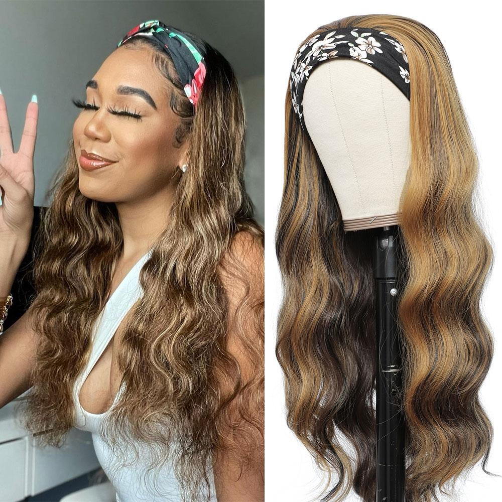 Highlights Wig Body Wave Hair Headband Wig Affordable Natural Hair Half Wigs - UWigs