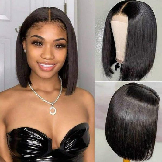 Lace Closure Wig Straight Hair Lace Wigs Human Hair Short Bob Wigs - UWigs