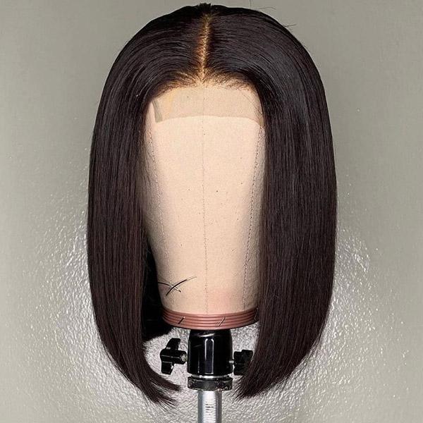 Lace Closure Wig Straight Hair Lace Wigs Human Hair Short Bob Wigs - UWigs