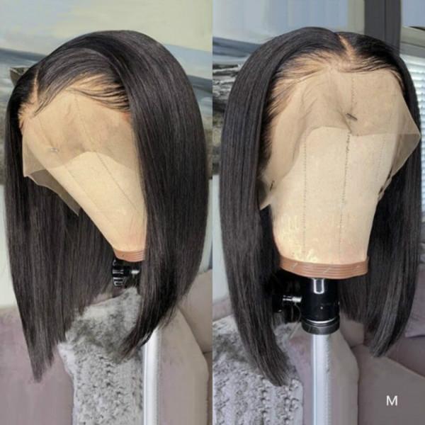 Straight Hair Short Bob 13x4 Lace Front Wig Transparent Lace Human Hair Wigs - UWigs