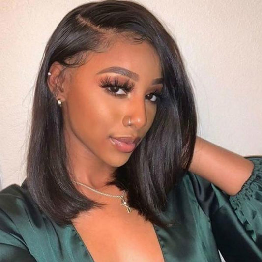 Straight Hair Short Bob 13x4 Lace Front Wig Transparent Lace Human Hair Wigs - UWigs