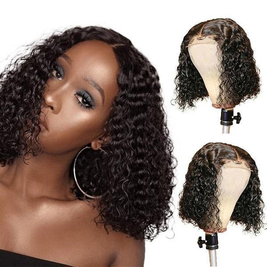 T Part Wig Deep Wave Hair Lace Wigs Human Hair Short Bob Wigs - UWigs