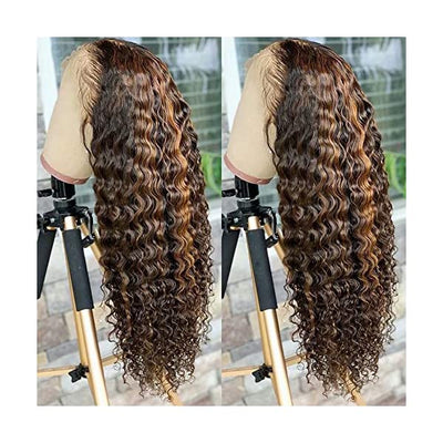 T Part Wig Deep Wave Hair Highlight Color Human Hair Wigs