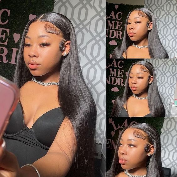 silky straight hair lace wigs 4x4 lace closure wig for women