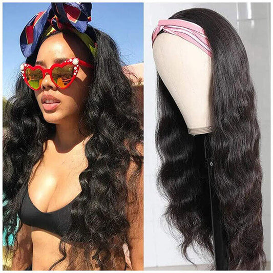 Uwigs Body Wave Hair Headband Wig Affordable Natural Hair Half Wigs