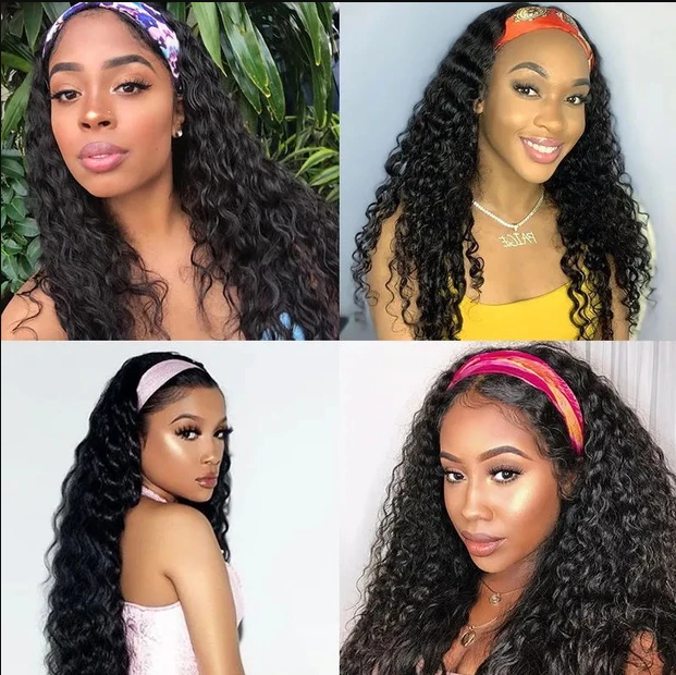 uwigs deep wave headband human hair half wigs
