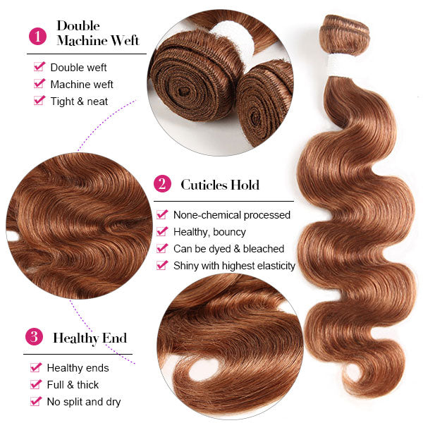 4# Body Wave Human Hair Bundles With 4x4 Lace Closure Brazilian Hair